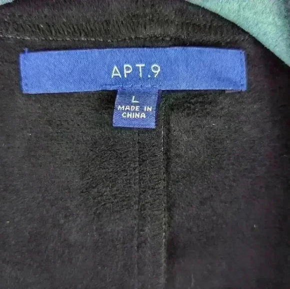 Apt 9 Leather Look Open Front Moto Jacket Pockets Size Large EUC - Picture 5 of 11